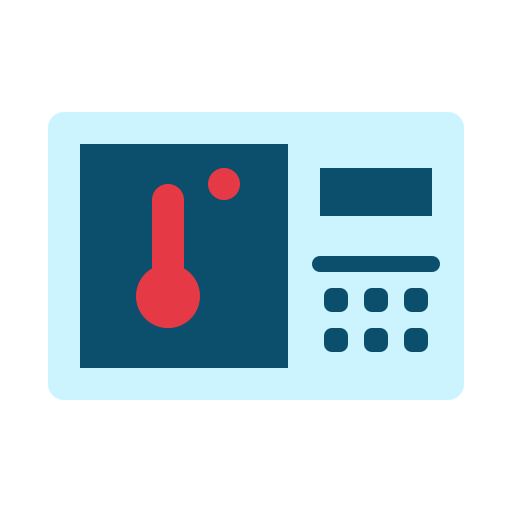 a cartoon image of a smart thermostat